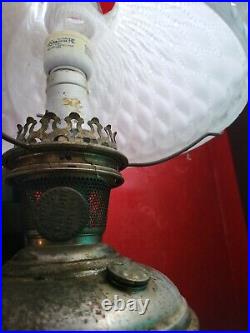 ANTIQUE VINTAGE NICKEL ALADDIN MODEL No. 6 KEROSENE OIL LAMP now Electric
