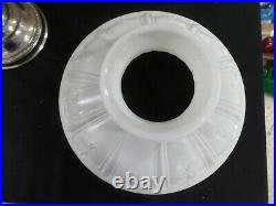 ATG RAYO Victorian Nickel GWTW Kerosene Oil Table Lamp Aladdin White Glass Shade
