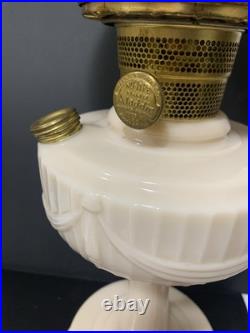 Alacite Uranium Tall Aladdin Lincoln drape lamp base glows with black light