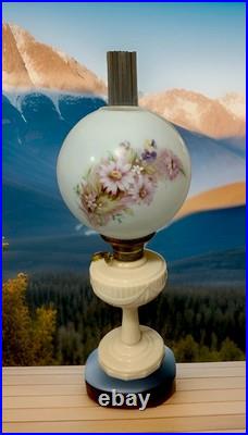 Alacite Uranium Tall Aladdin Lincoln drape lamp base glows with black light