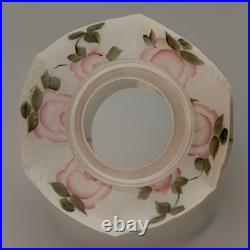 Aladdin 10 Lamp Shade Pink Roses Artist Signed Hand Painted Reverse Satin Glass