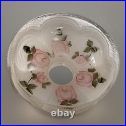 Aladdin 10 Lamp Shade Pink Roses Artist Signed Hand Painted Reverse Satin Glass
