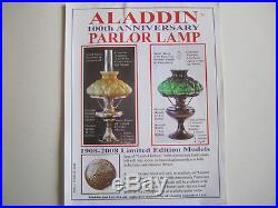 Aladdin 100th Anniv. 1908-2008 Parlor Lamp Brass withGreen shade Elec. & Kerosene