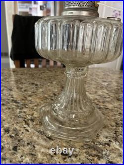 Aladdin 107 Cathedral Model B 1934 Clear Footed Electrified Lamp W Drape Shade