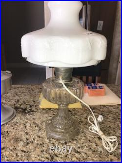 Aladdin 107 Cathedral Model B 1934 Clear Footed Electrified Lamp W Drape Shade Aladdin 107 Cathedral Model B 1934 Clear Footed Electrified Lamp W Drape Shade