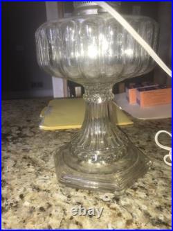 Aladdin 107 Cathedral Model B 1934 Clear Footed Electrified Lamp W Drape Shade