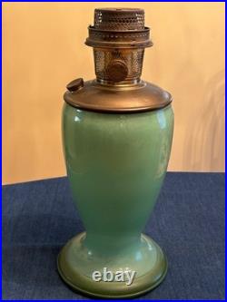 Aladdin 1230A Green Alpha Art Glass Model 12 Vase Oil Lamp 10 1/4