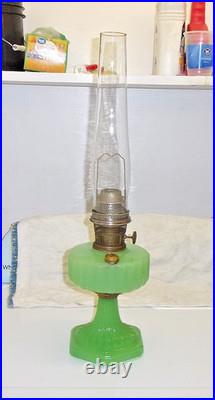 Aladdin 1930's Jadeite Green Corinthian Oil Lamp. Model B Burener Chicago, ILL