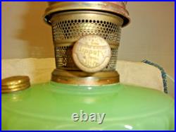 Aladdin 1930's Jadeite Green Corinthian Oil Lamp. Model B Burener Chicago, ILL