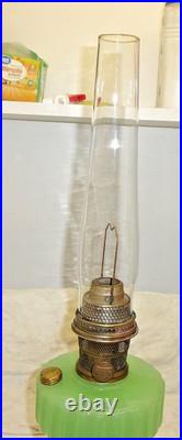 Aladdin 1930's Jadeite Green Corinthian Oil Lamp. Model B Burener Chicago, ILL