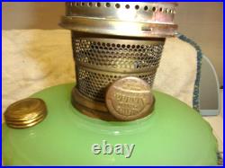 Aladdin 1930's Jadeite Green Corinthian Oil Lamp. Model B Burener Chicago, ILL