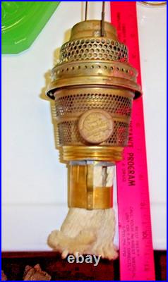 Aladdin 1930's Jadeite Green Corinthian Oil Lamp. Model B Burener Chicago, ILL