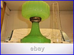 Aladdin 1930's Jadeite Green Corinthian Oil Lamp. Model B Burener Chicago, ILL