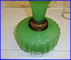 Aladdin 1930's Jadeite Green Corinthian Oil Lamp. Model B Burener Chicago, ILL