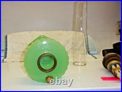 Aladdin 1930's Jadeite Green Corinthian Oil Lamp. Model B Burener Chicago, ILL