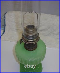 Aladdin 1930's Jadeite Green Corinthian Oil Lamp. Model B Burener Chicago, ILL