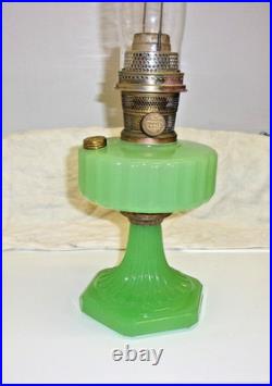 Aladdin 1930's Jadeite Green Corinthian Oil Lamp. Model B Burener Chicago, ILL