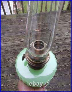 Aladdin 1930's Jadeite Green Corinthian Oil Lamp. Model B Burener Chicago, ILL