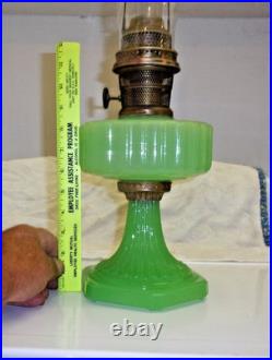 Aladdin 1930's Jadeite Green Corinthian Oil Lamp. Model B Burener Chicago, ILL