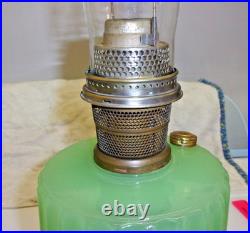 Aladdin 1930's Jadeite Green Corinthian Oil Lamp. Model B Burener Chicago, ILL