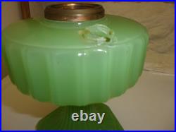 Aladdin 1930's Jadeite Green Corinthian Oil Lamp. Model B Burener Chicago, ILL