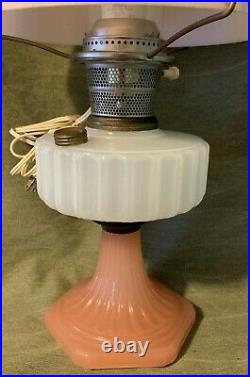 Aladdin 1930s Corinthian Rose Moonstone Kerosene Lamp with Orig. Handpainted Shade