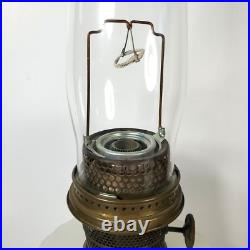 Aladdin 1930s Nu-Type Model B Jadeite & Moonstone Oil Lamp, with Original Chimney