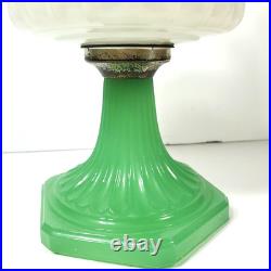 Aladdin 1930s Nu-Type Model B Jadeite & Moonstone Oil Lamp, with Original Chimney