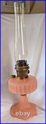 Aladdin 1930s Nu-Type Model B Rose Moonstone Kerosene/Oil Lamp, Original Chimney