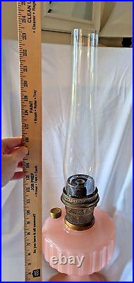 Aladdin 1930s Nu-Type Model B Rose Moonstone Kerosene/Oil Lamp, Original Chimney