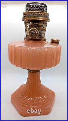 Aladdin 1930s Nu-Type Model B Rose Moonstone Kerosene/Oil Lamp, Original Chimney