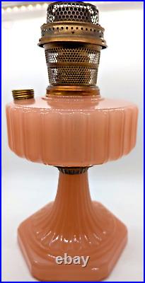 Aladdin 1930s Nu-Type Model B Rose Moonstone Kerosene/Oil Lamp, Original Chimney