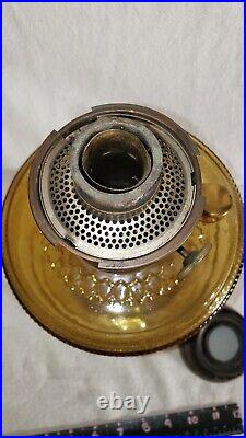 Aladdin 1933 Colonial B-106 Oil Kerosene Glass Amber Table Lamp with Hobnail Bowl