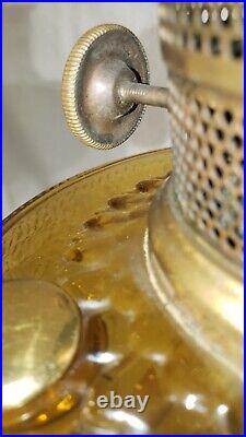 Aladdin 1933 Colonial B-106 Oil Kerosene Glass Amber Table Lamp with Hobnail Bowl