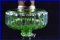 Aladdin 1934 #108 Green Beta Crystal Cathedral Oil Lamp Brass Model B Burner