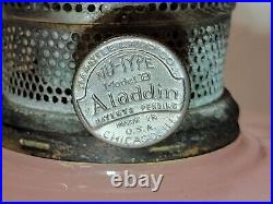 Aladdin 1934 Cathedral Model B-112 Pastel Flesh Moonstone Kerosene/Oil Lamp