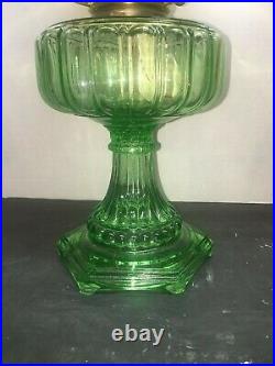 Aladdin 1934 Green Cathedral Kerosene Oil Lamp Model B Burner Lox-on chimney