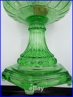 Aladdin 1934 Green Cathedral Kerosene Oil Lamp, Model B Burner Six Footed 12.25