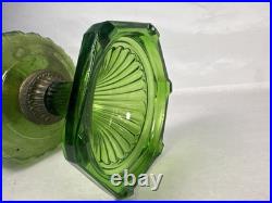 Aladdin 1935 #102 Green Beta Crystal Corinthian Oil Lamp Nickle Model B Burner