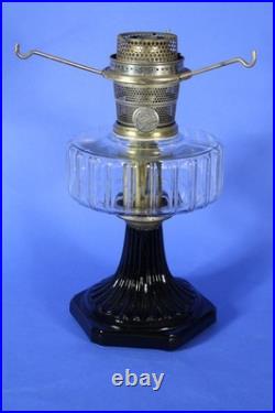 Aladdin 1935-36 B-104 Corinthian Clear/Black Foot Oil Lamp Nickle Model B Burner