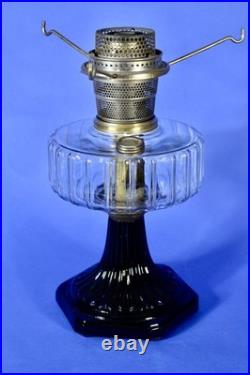 Aladdin 1935-36 B-104 Corinthian Clear/Black Foot Oil Lamp Nickle Model B Burner