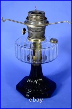 Aladdin 1935-36 B-104 Corinthian Clear/Black Foot Oil Lamp Nickle Model B Burner