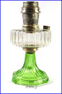 Aladdin 1935-36 B-105 Corinthian Clear/Green Foot Oil Lamp Nickle Model B Burner
