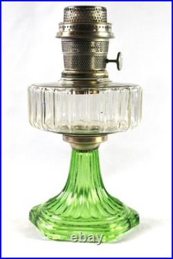 Aladdin 1935-36 B-105 Corinthian Clear/Green Foot Oil Lamp Nickle Model B Burner