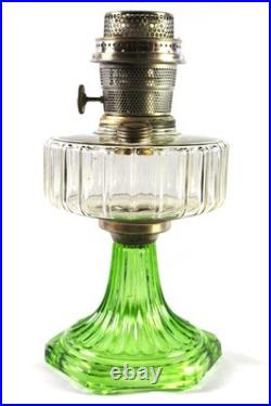 Aladdin 1935-36 B-105 Corinthian Clear/Green Foot Oil Lamp Nickle Model B Burner