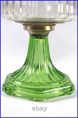 Aladdin 1935-36 B-105 Corinthian Clear/Green Foot Oil Lamp Nickle Model B Burner