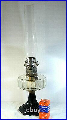 Aladdin 1935 Clear Font Black foot Corinthian Oil Lamp Model B Burner chimney B