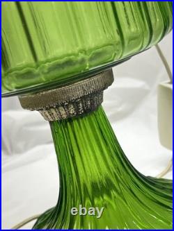 Aladdin 1935 Green Crystal Corinthian Oil Lamp Nickle Model B Burner Electric