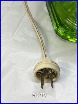 Aladdin 1935 Green Crystal Corinthian Oil Lamp Nickle Model B Burner Electric
