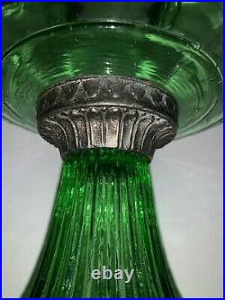 Aladdin 1935 Model B-102 Green Crystal Corinthian Lamp, Kerosene/Oil Lamp